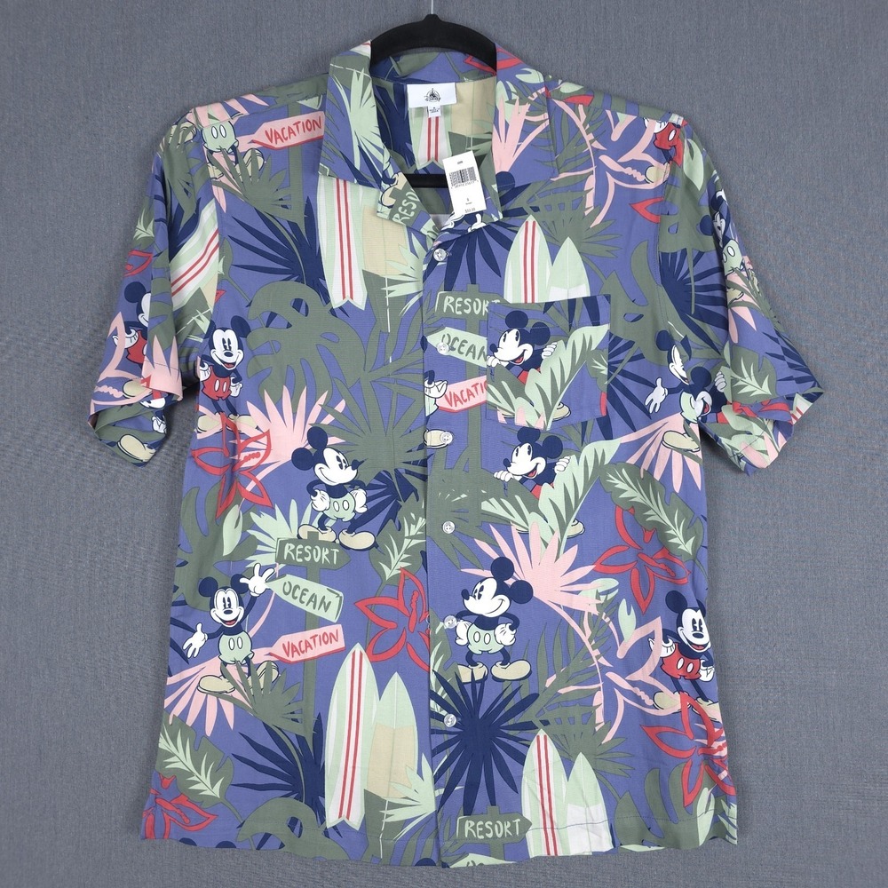 New Disney Mickey Mouse Hawaiian Shirt Size Small Tropical Resort Beach Vacation